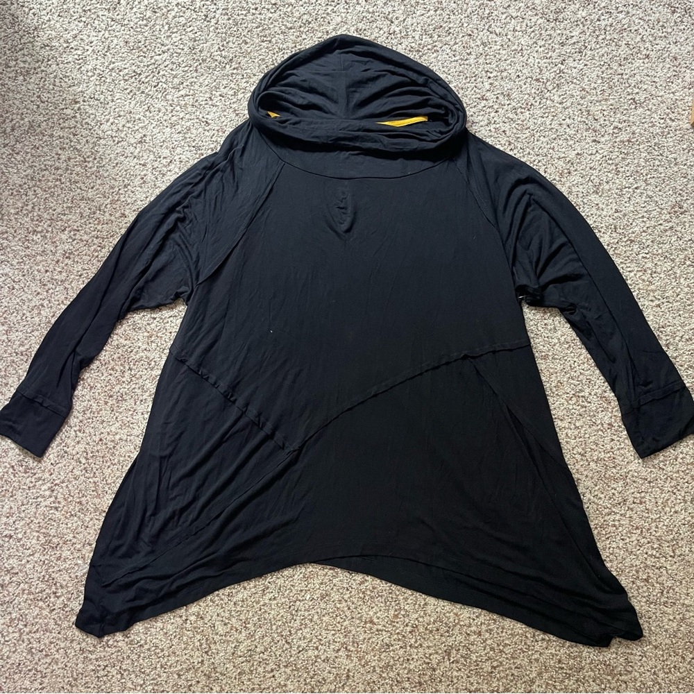 Verve Ami 3x black cowl neck shark bite hem top